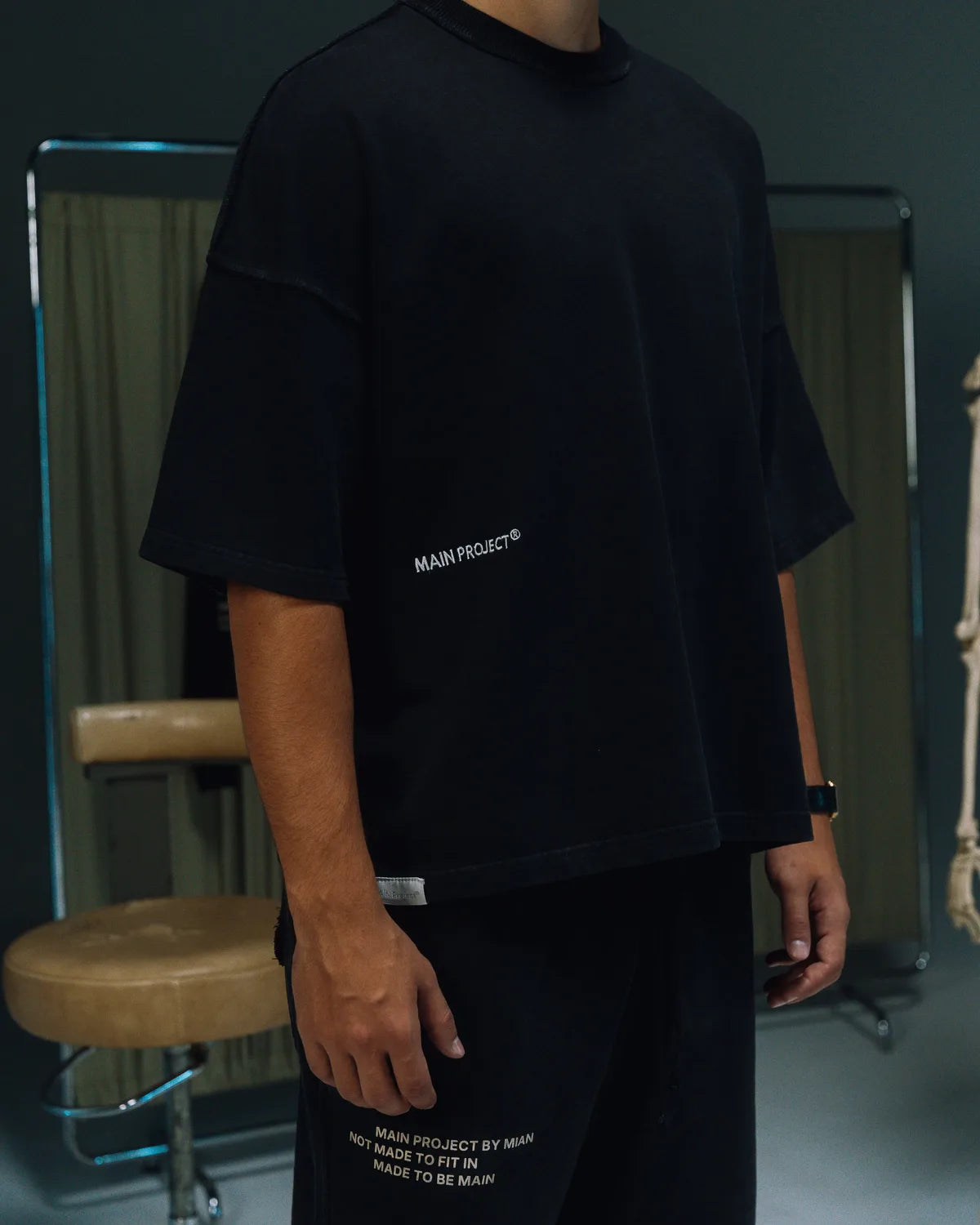 Inside-Out Terry Tee — Black